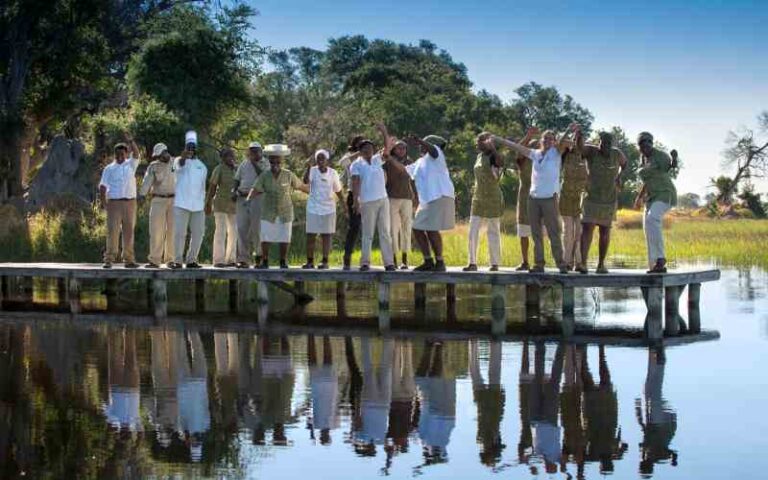 Xaranna Okavango Delta Camp. A big welcome by the staff.